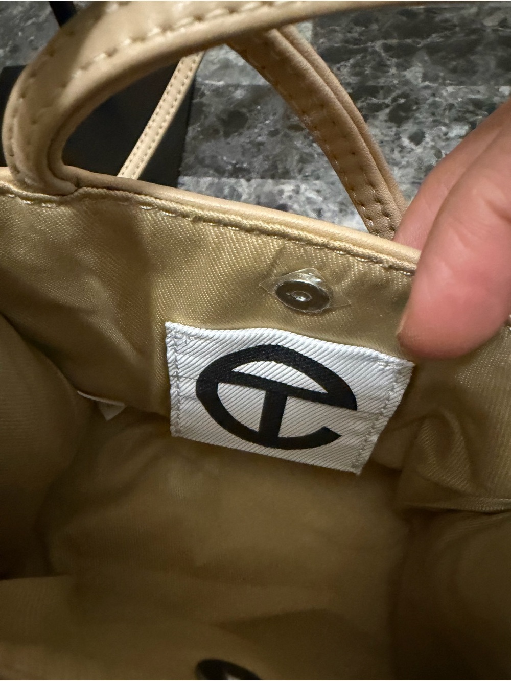 Telfar Small Cream Crossbody Tote with Embossed Logo - Picture 6 of 6